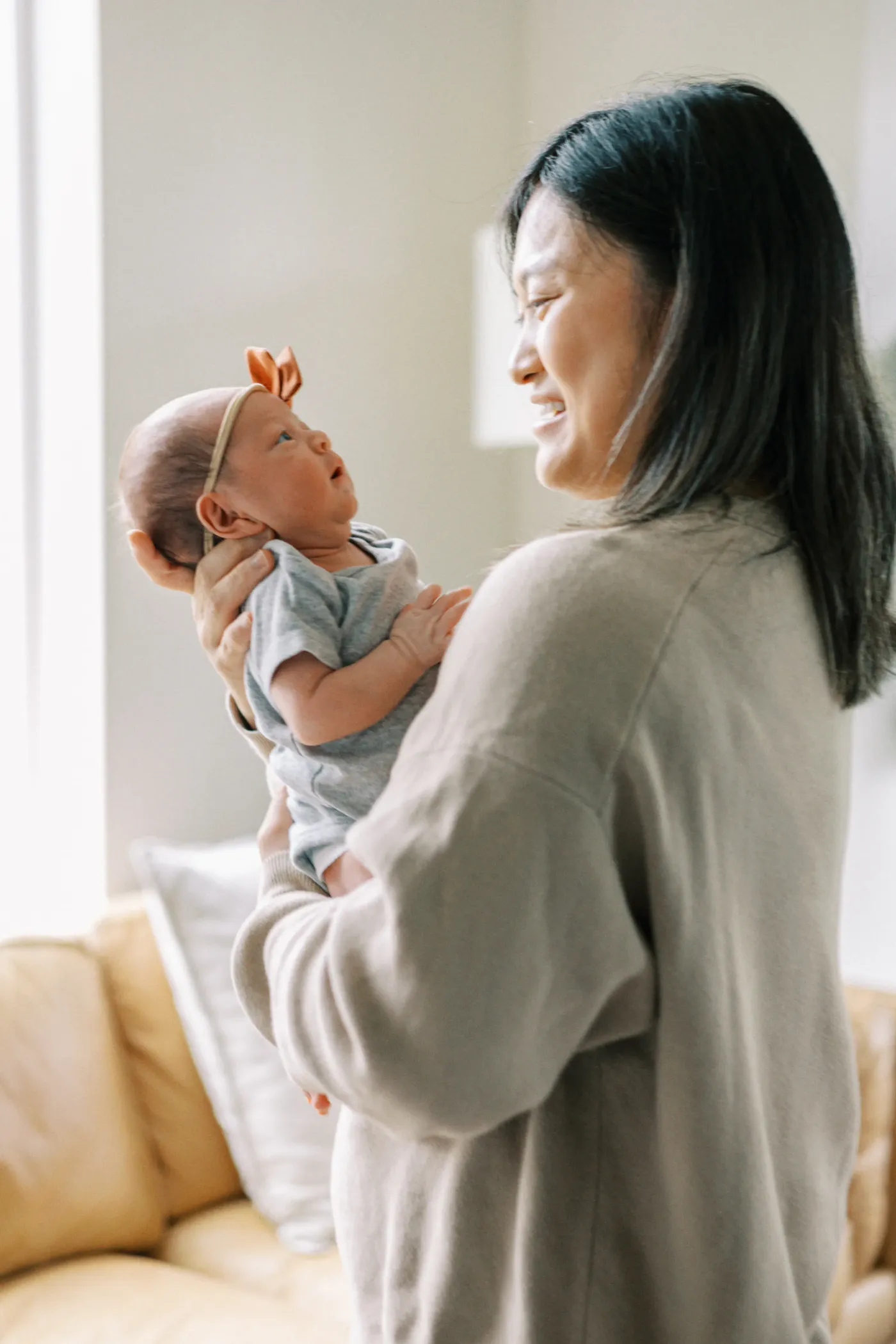 Mother holding newborn baby